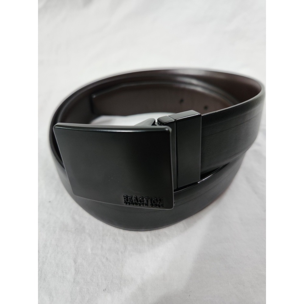 Kenneth Cole Reaction Mens Belt Black Brown Plaque Buckle Size L 38-40